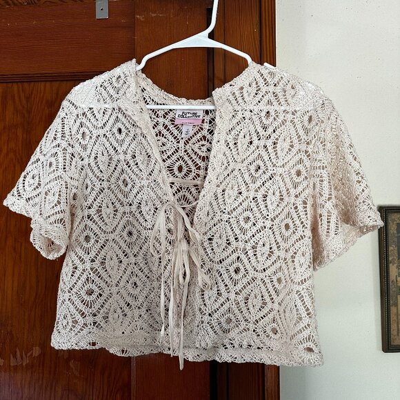 Future Collective Tops - Chic Cream Lace Crop Top